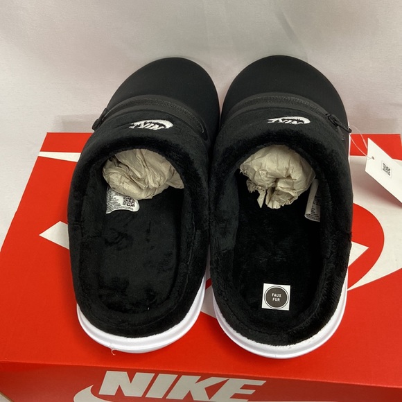 Nike Burrow NA Soft Foam Faux Fur Lined Slippers Black/White Women's 9 NIB - Picture 6 of 7